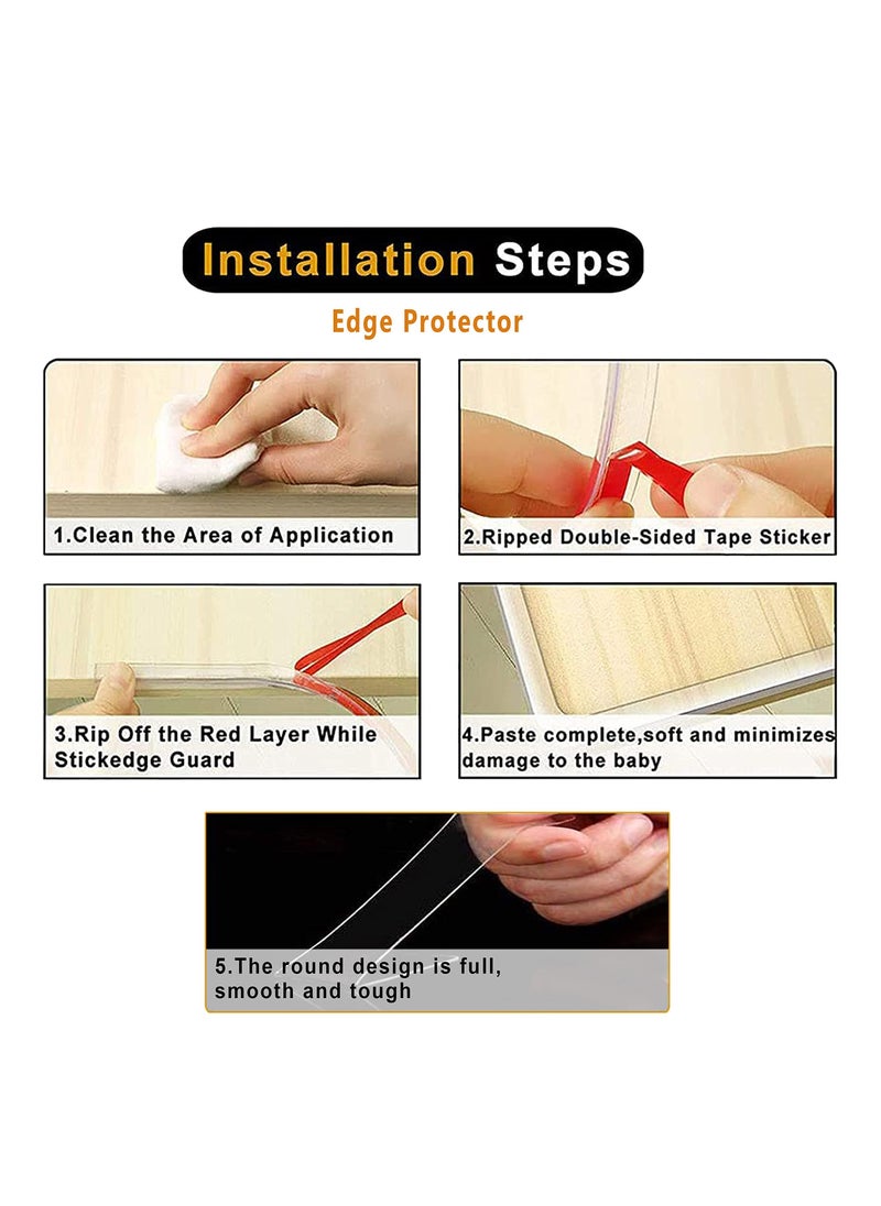 KASTWAVE - Edge Corner Protector Set, 4Pack Clear Baby Proofing Guards, Soft Silicone Bumper Strip 32.8ft with Round Child Edge Protector for Cabinets, Tables, Furniture - Image 1