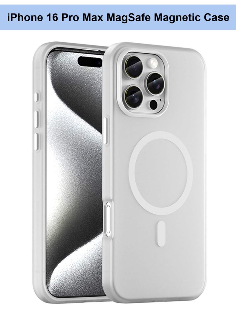 Abania iPhone 16 Pro Max Case with MagSafe, Translucent Matte White, Slim Military-Grade Shockproof, Anti-Yellow Anti-Fingerprint iPhone 16 Pro Max Cover Compatible with MagSafe Accessories - Image 1