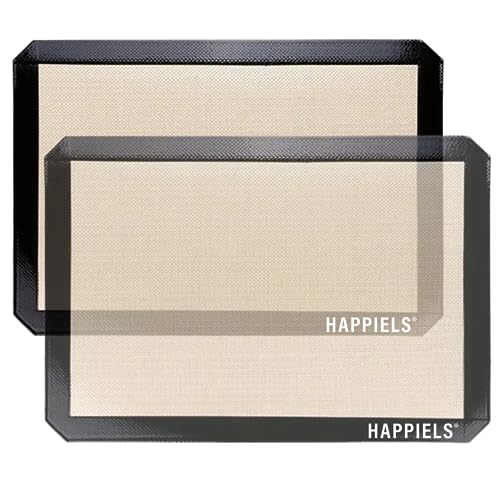 HAPPIELS NonStick Baking Mats for 15 inch Sheets 2-Pack | Silicone Nonstick Baking Mats 10 x 15 inches | Cookie Sheet Mat 10x15 | | Silicon Mats 15x10 in - Image 1