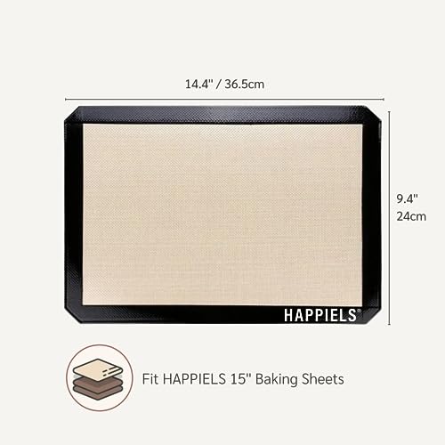 HAPPIELS NonStick Baking Mats for 15 inch Sheets 2-Pack | Silicone Nonstick Baking Mats 10 x 15 inches | Cookie Sheet Mat 10x15 | | Silicon Mats 15x10 in - Image 3