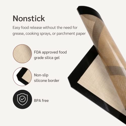 HAPPIELS NonStick Baking Mats for 15 inch Sheets 2-Pack | Silicone Nonstick Baking Mats 10 x 15 inches | Cookie Sheet Mat 10x15 | | Silicon Mats 15x10 in - Image 2