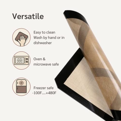 HAPPIELS NonStick Baking Mats for 15 inch Sheets 2-Pack | Silicone Nonstick Baking Mats 10 x 15 inches | Cookie Sheet Mat 10x15 | | Silicon Mats 15x10 in - Image 4