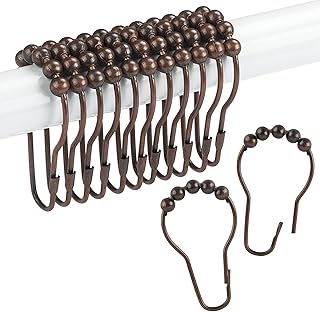 Ansxiy Ansxiy Shower Curtain Hooks Rings, Rustproof Metal Shower Curtain Rings for Bathroom Shower Rods Curtains - Set of 12, - Image 1