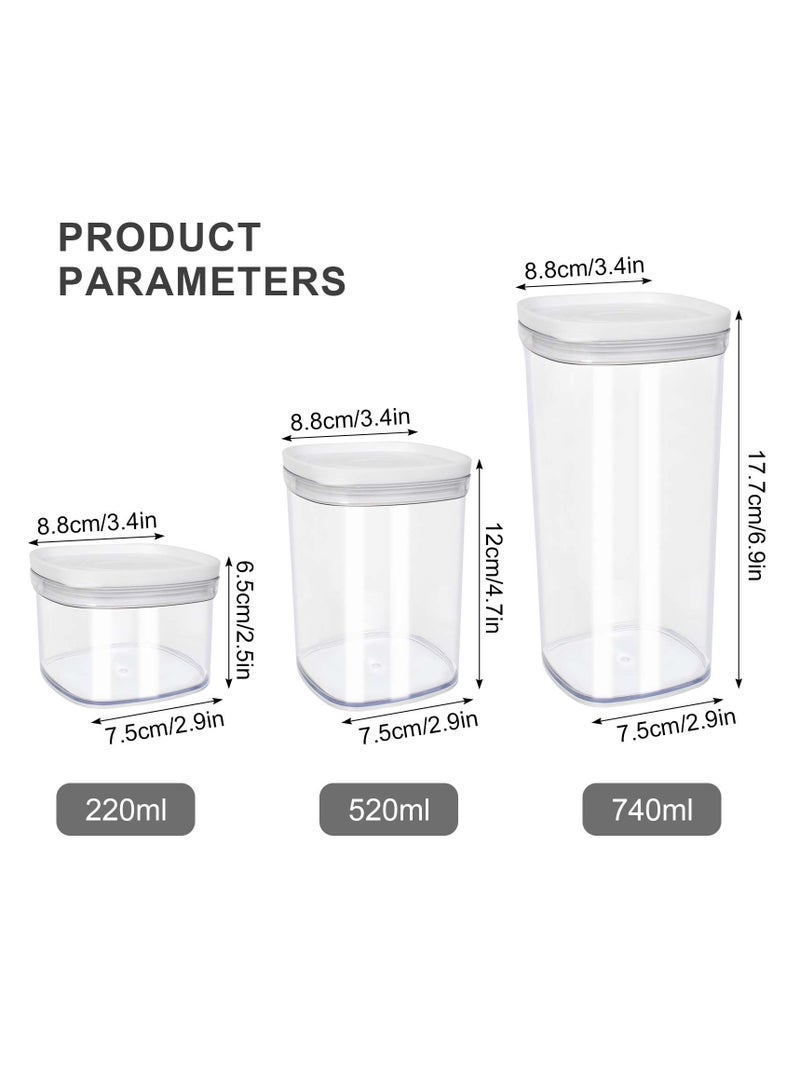 مجموعة من 3 حاويات لتخزين الطعام من البلاستيك، 220 مل، 520 مل، 740 مل، محكمة الغلق بأغطية سيليكون، قابلة للتكديس، مثالية للحبوب والشوفان والمكسرات - Image 2