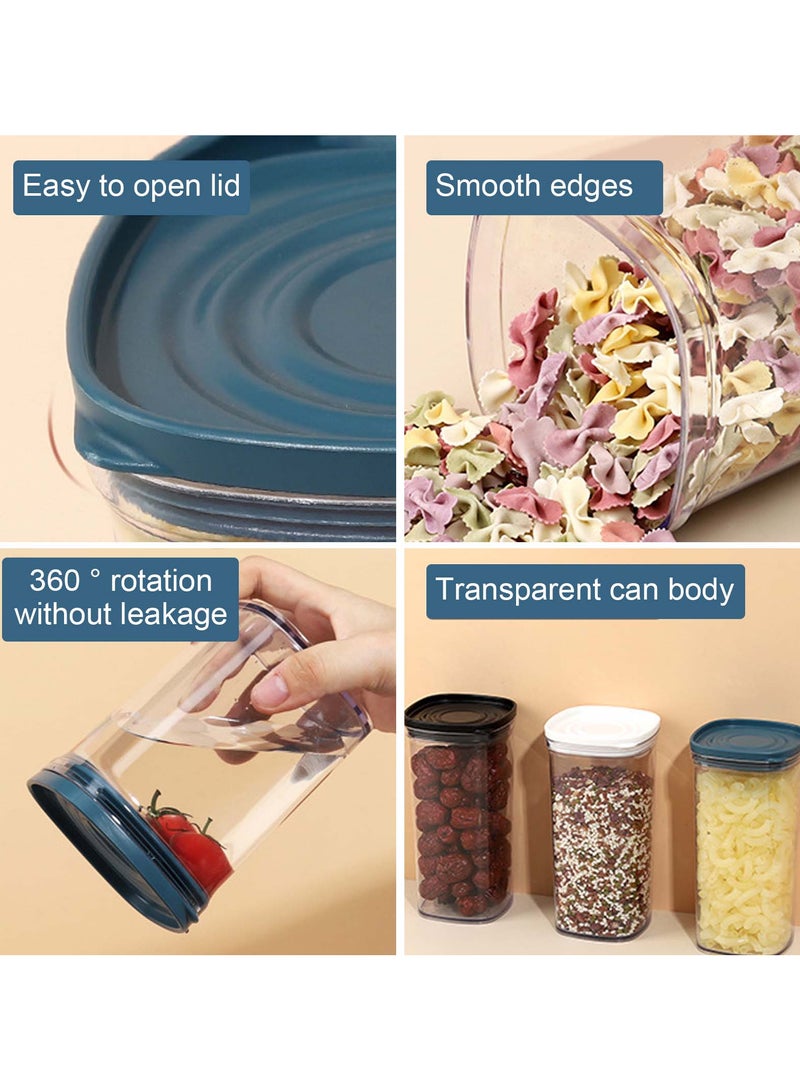 مجموعة من 3 حاويات لتخزين الطعام من البلاستيك، 220 مل، 520 مل، 740 مل، محكمة الغلق بأغطية سيليكون، قابلة للتكديس، مثالية للحبوب والشوفان والمكسرات - Image 3