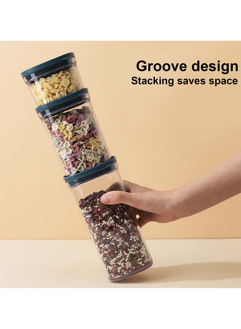 مجموعة من 3 حاويات لتخزين الطعام من البلاستيك، 220 مل، 520 مل، 740 مل، محكمة الغلق بأغطية سيليكون، قابلة للتكديس، مثالية للحبوب والشوفان والمكسرات - Image 4