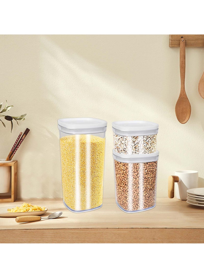 مجموعة من 3 حاويات لتخزين الطعام من البلاستيك، 220 مل، 520 مل، 740 مل، محكمة الغلق بأغطية سيليكون، قابلة للتكديس، مثالية للحبوب والشوفان والمكسرات - Image 5