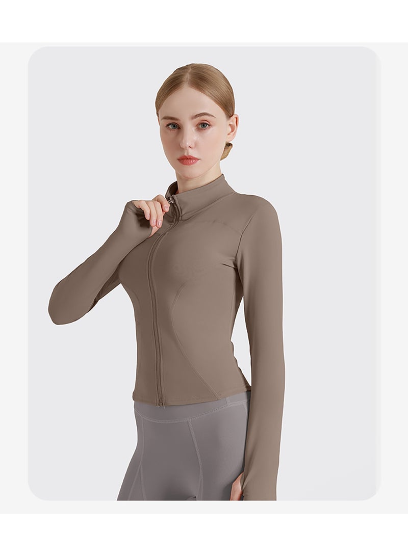 Women's Tracksuit Jacket Slim Fit Long Sleeved Fitness Coat Yoga Tops with Thumb Holes Gym Jacket Workout Sweatshirts  - Image 2