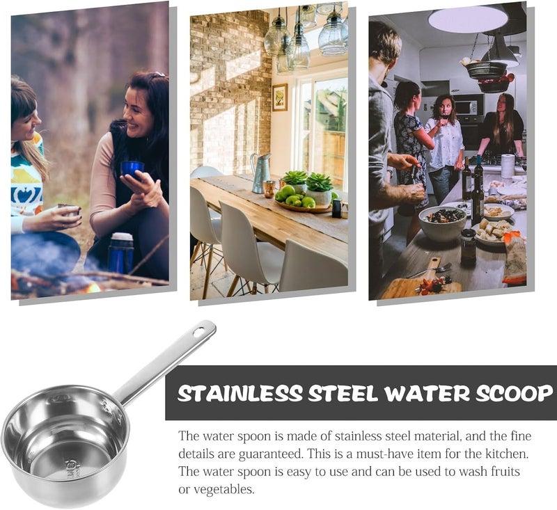 STOBAZA Stainless Steel Water Dipper Spoon 16cm Deep Scoop with Handle Multipurpose Kitchen Ladle for Household Cooking and Serving - Image 3