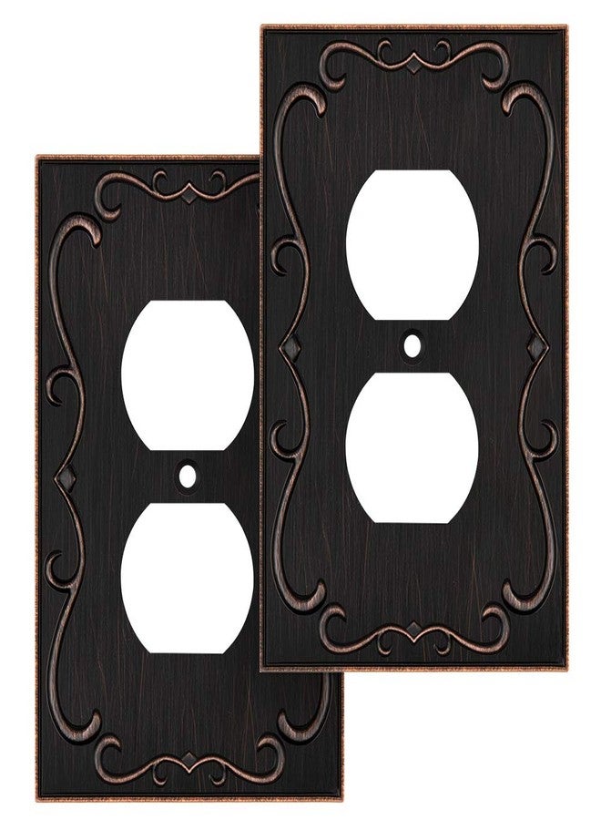 Henne Bery French Cabriole Decorative Wall Plate Switch Plate Outlet Cover (Single Duplex, 2 Pack, Aged Bronze) - Image 1