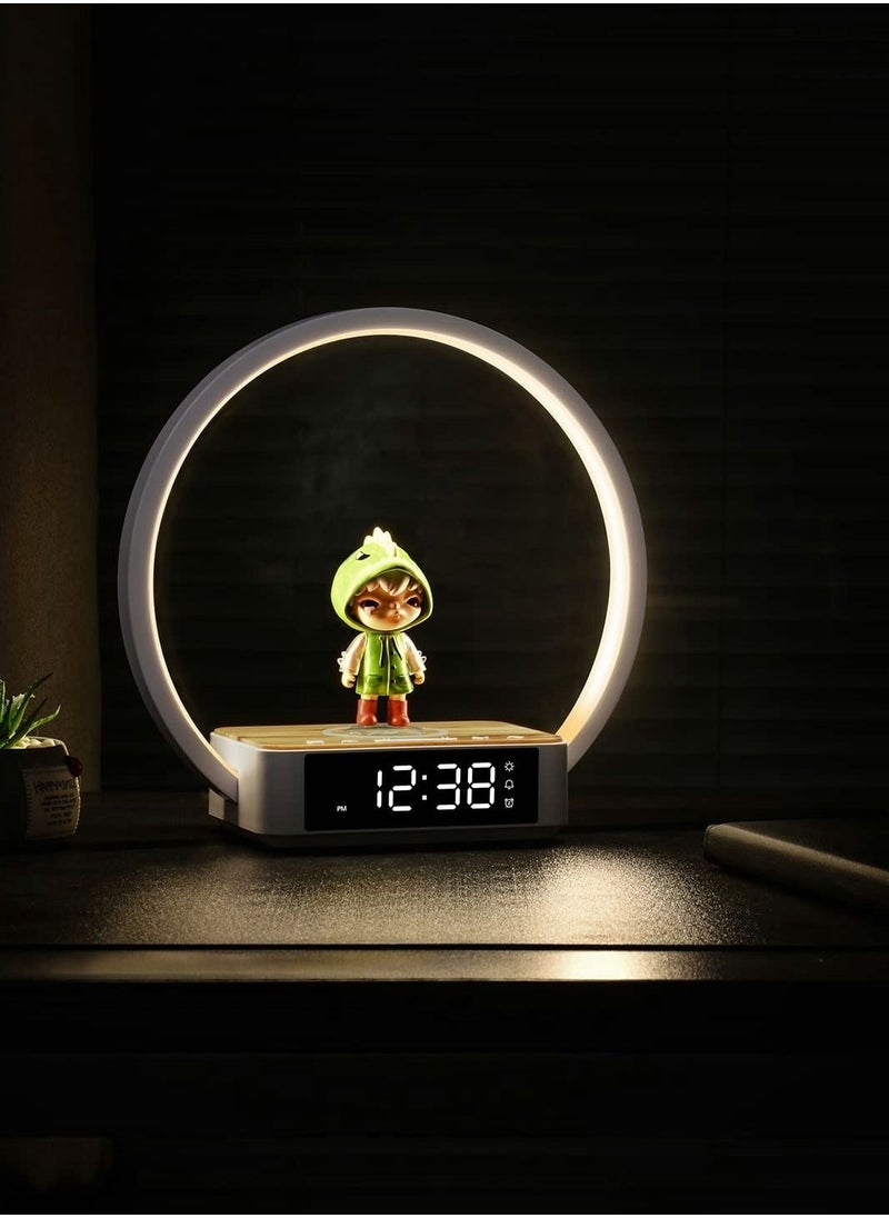SYOSI - Bedside Table Lamp, Touch Lamp with Alarm Clock with Wireless Charging Wake-up Light, LED Desk Lamp 3-Grade Dimmable Nightstand Reading Lamp - Image 1