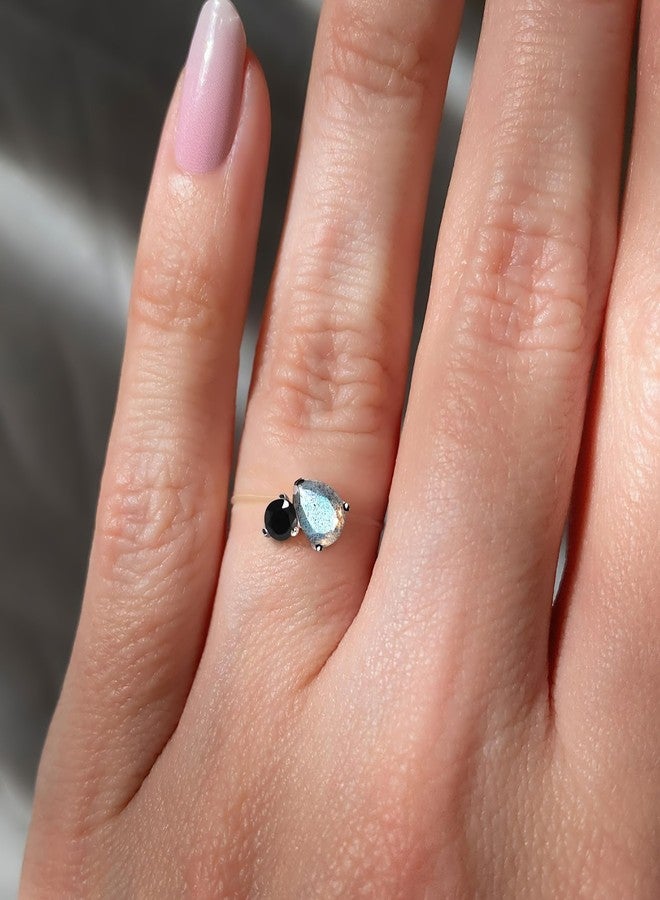Moon Magic | Amethyst, Citrine, Quartz, Ruby, Obsidian, Labradorite Floating Gem Toi Et Moi Rings for women with Stretchy Invisible Band/ 925 Sterling Silver | 18K Rose & Yellow Gold Birthstone Rings - Image 2