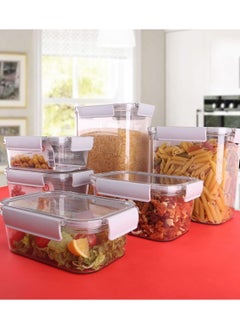 Phoenix Acrylic Refrigerator Food Container Food box Set of 6 Pieces with Airtight Lock - Clear Silicone Sides 6 * 1  - Image 2