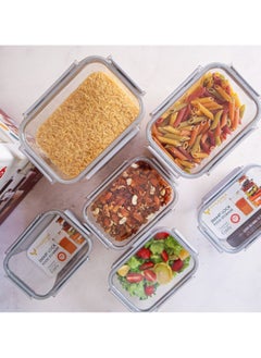 Phoenix Acrylic Refrigerator Food Container Food box Set of 6 Pieces with Airtight Lock - Clear Silicone Sides 6 * 1  - Image 3
