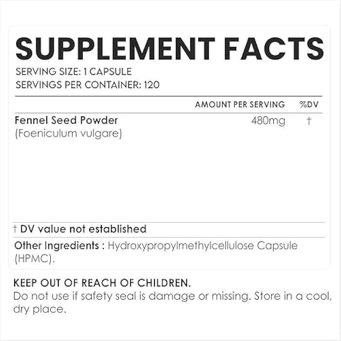 AMALTH Fennel Seed Capsules 480 mg | Foeniculum Vulgare Supplement | Herbal Plant Based Formula | Natural Seed Powder Capsules | Non-GMO, Gluten-Free | 120 Veg Capsules - Image 2
