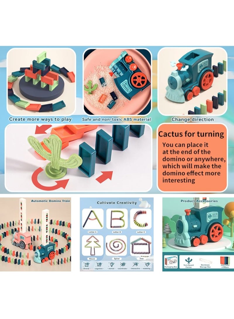 Domino Train Toy Set for Kids, 60 Pcs Automatic Dominoes Blocks Building and Stacking Toys Creative Kids Games Early Education Christmas Birthday Gift Boys Girls  - Image 2