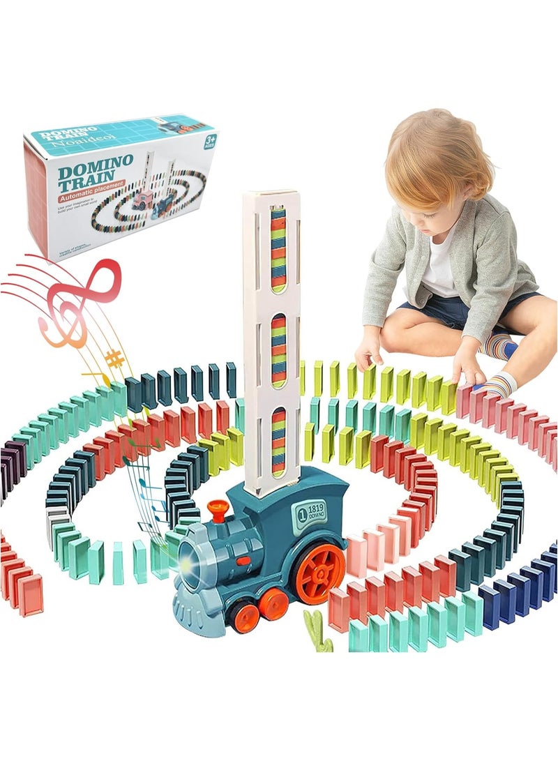 Domino Train Toy Set for Kids, 60 Pcs Automatic Dominoes Blocks Building and Stacking Toys Creative Kids Games Early Education Christmas Birthday Gift Boys Girls  - Image 1