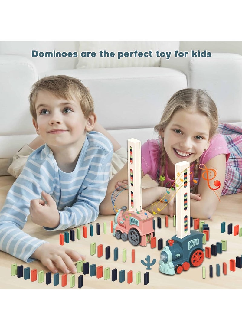 Domino Train Toy Set for Kids, 60 Pcs Automatic Dominoes Blocks Building and Stacking Toys Creative Kids Games Early Education Christmas Birthday Gift Boys Girls  - Image 3