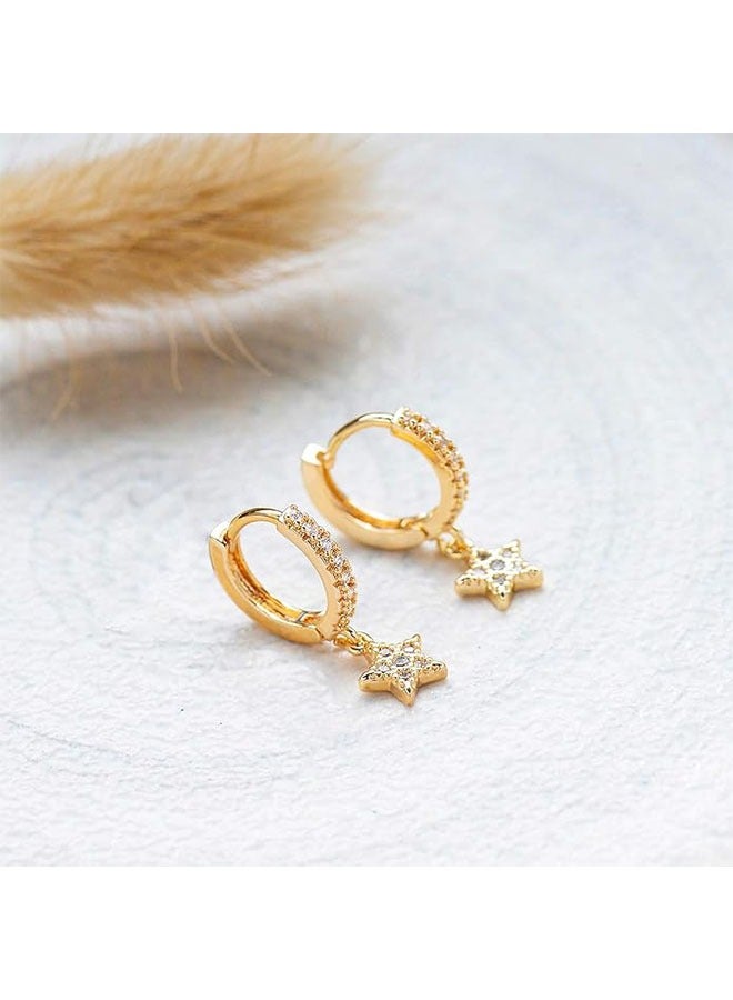 Mevecco Women Gold Huggie Hoop Earrings Dangle Drop 14K Gold Filled Small Boho Beach Simple Delicate Handmade Hypoallergenic Jewelry Gift - Image 5