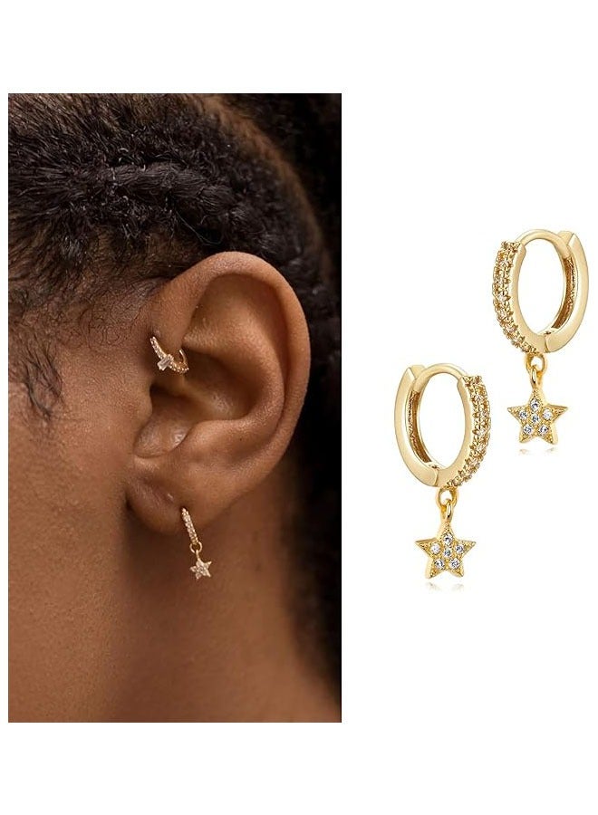 Mevecco Women Gold Huggie Hoop Earrings Dangle Drop 14K Gold Filled Small Boho Beach Simple Delicate Handmade Hypoallergenic Jewelry Gift - Image 3