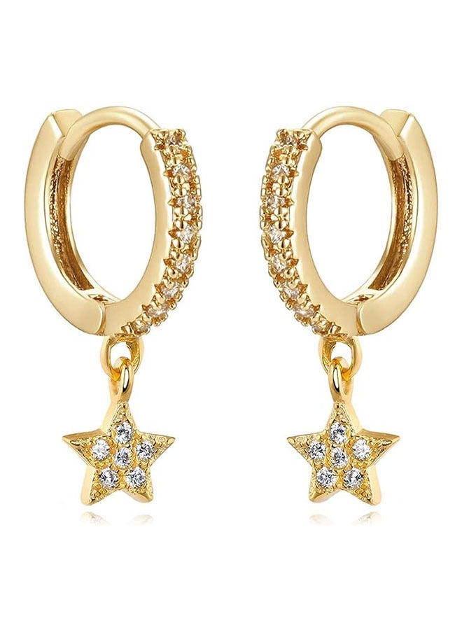 Mevecco Women Gold Huggie Hoop Earrings Dangle Drop 14K Gold Filled Small Boho Beach Simple Delicate Handmade Hypoallergenic Jewelry Gift - Image 1