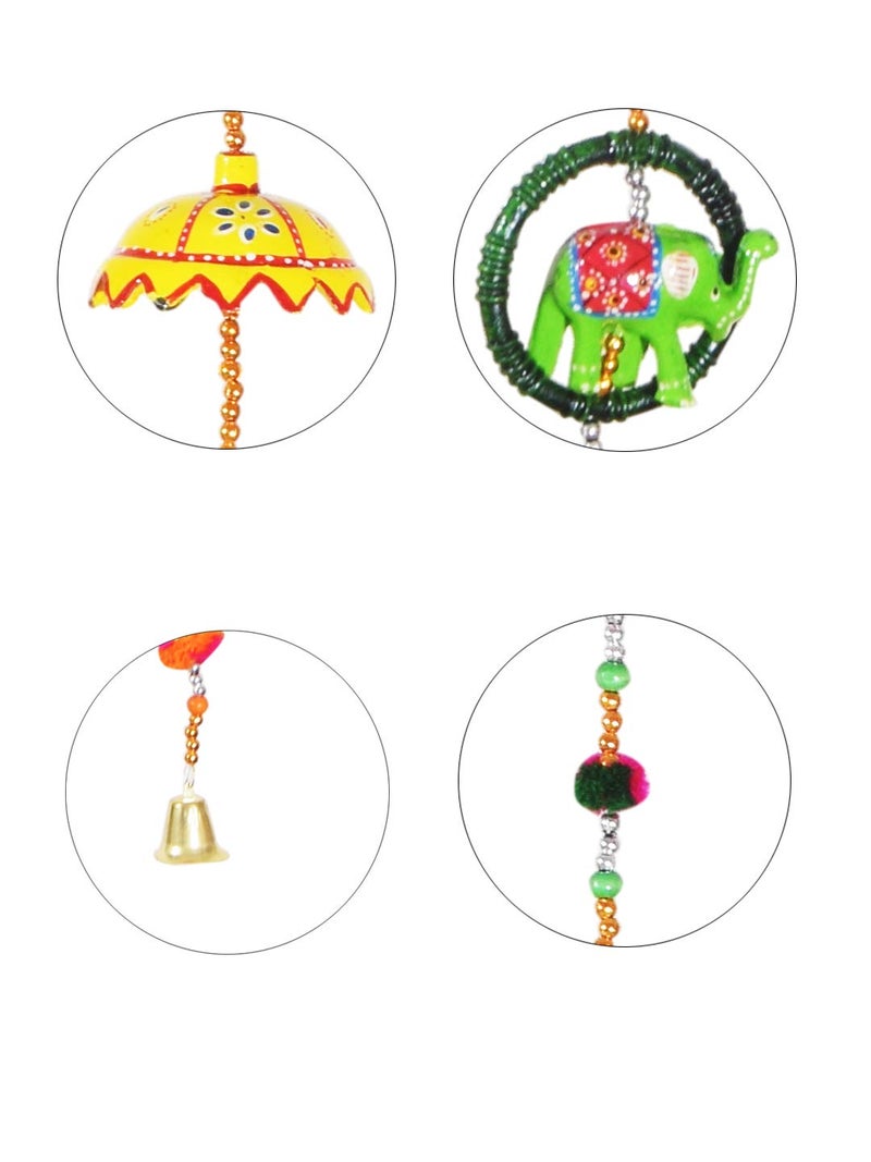 DreamKraft 'Rajasthani' Elephant Ring with Umbrella Door Hangings Wall Art for Main Door/Living Room Home Decor(107 Cm, Set of 2, Multicolor) - Image 3