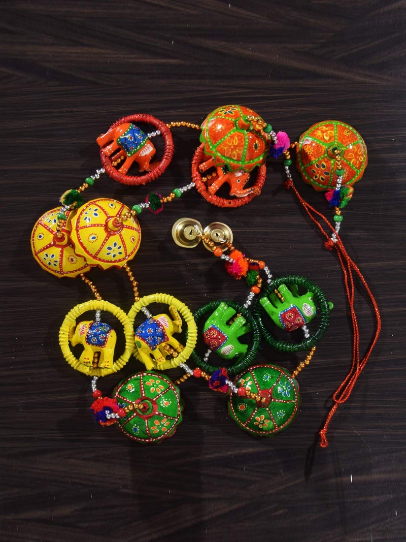DreamKraft 'Rajasthani' Elephant Ring with Umbrella Door Hangings Wall Art for Main Door/Living Room Home Decor(107 Cm, Set of 2, Multicolor) - Image 2