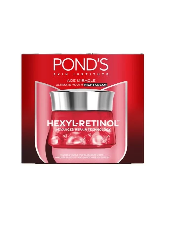 Pond's Pond’s Age Miracle Ultimate Youth Night Face Cream 50g – New & Latest Formula | With Hexyl Retinol & Advanced Repair Technology | Reduces Wrinkles, Firms & Rejuvenates Skin - Image 1