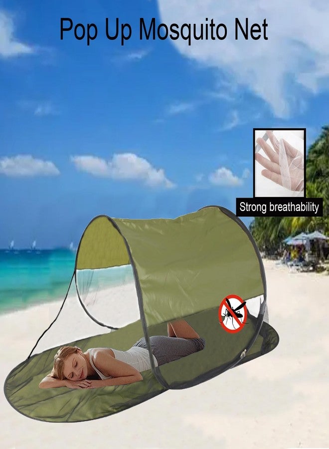 CMINGJ Large Pop Up Mosquito Tent, Portable Foldable Mosquito Net with Bottom for Bed, Camping, Travel, Patio, Suitable for Outdoor Indoor (78 * 28 * 27inch) (Green Bottom & Green Top) - Image 2