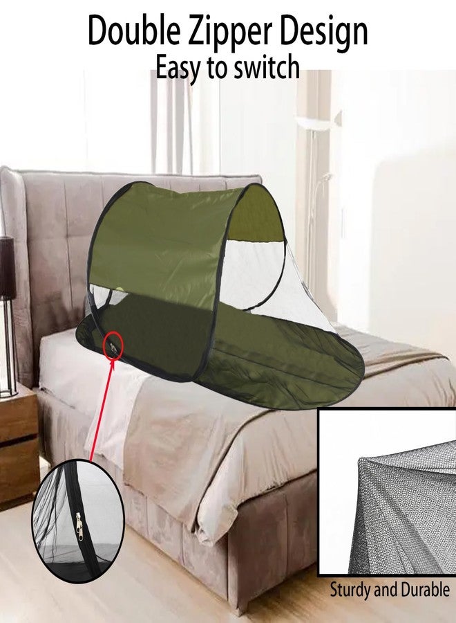 CMINGJ Large Pop Up Mosquito Tent, Portable Foldable Mosquito Net with Bottom for Bed, Camping, Travel, Patio, Suitable for Outdoor Indoor (78 * 28 * 27inch) (Green Bottom & Green Top) - Image 5