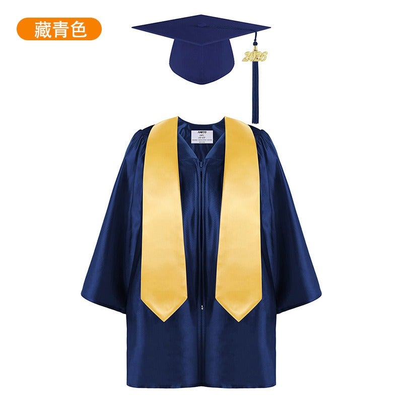 Jing Zhe Rui 2026 New Kids Graduation Gown Set with Cap - Kindergarten Elementary School Ceremony Dress, Knit Fabric, Unisex, Sizes 21-36 - Image 1