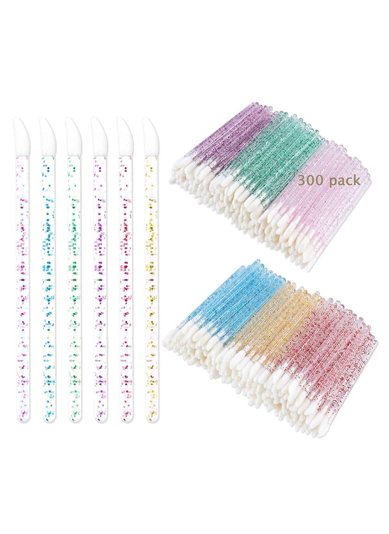 Mooerca - 300PCS Glitter Crystal Lip Brush, Disposable Crystal Lip Brushes Tool Kits Lip Gloss Applicators Make Up Brush Lipstick Gloss Wands Makeup Applicators Brushes Applicator tool Makeup Beauty Tool Kits - Image 1