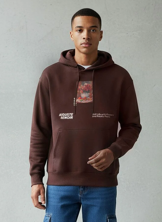 اس بي كاركترز Men Regular Fit Auguste Renoir Print Hoodie