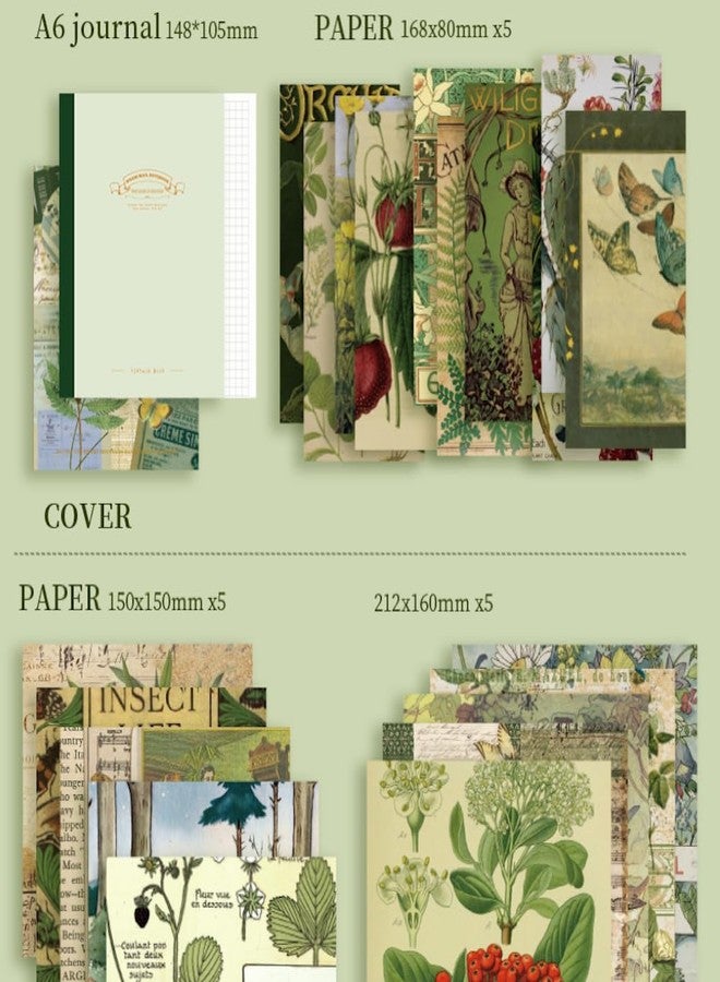 EVERYDAY JOURNAL مجموعة دفتر قصاصات إبداعية من 346 قطعة من إيفري داي جورنال: دفتر ملاحظات عتيق A6، ملصقات ومجموعة أدوات يدوية للمراهقين والفتيات والمشاريع الشخصية - هدية مثالية لمحبي الحرف اليدوية وحافظي الذكريات (أزرق سماوي ينظر إلى وايلد دوم، أخضر داكن) - Image 3