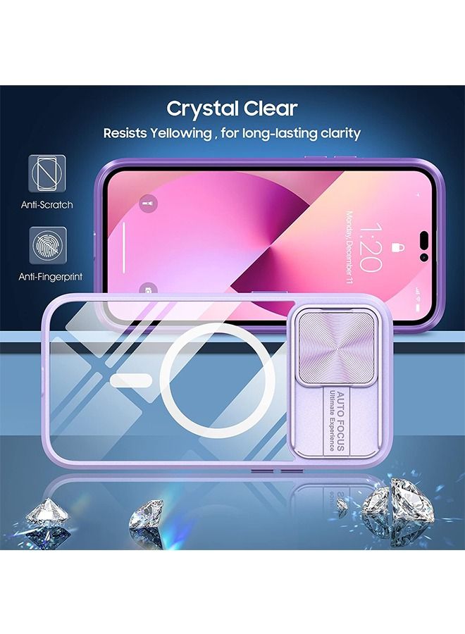Case for iPhone 14 Pro Max Compatible with Magsafe with Camera Cover Shock Resistant Heavy Duty Clear Hard Back Protective Case Purple - Image 2
