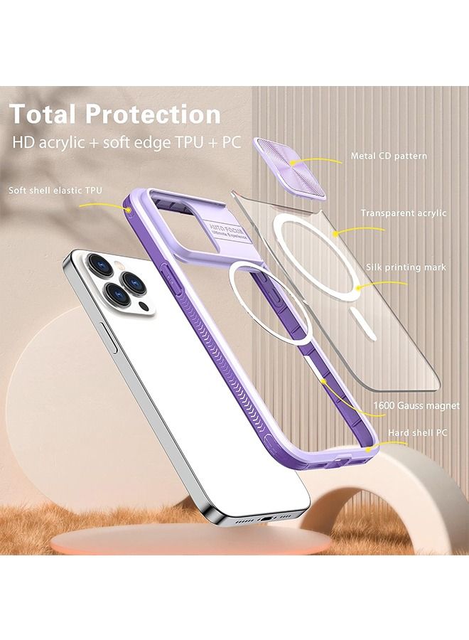 Case for iPhone 14 Pro Max Compatible with Magsafe with Camera Cover Shock Resistant Heavy Duty Clear Hard Back Protective Case Purple - Image 5