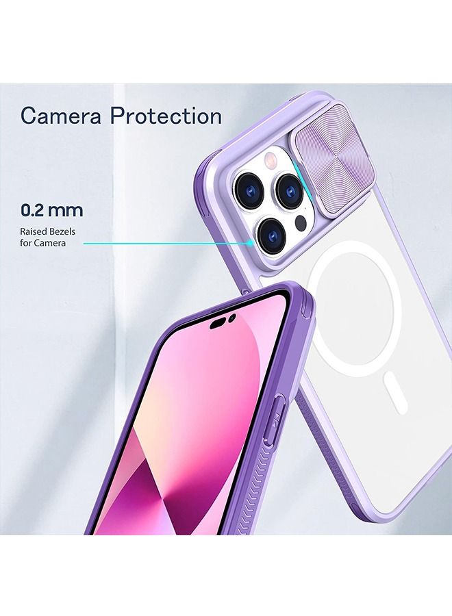 Case for iPhone 14 Pro Max Compatible with Magsafe with Camera Cover Shock Resistant Heavy Duty Clear Hard Back Protective Case Purple - Image 4