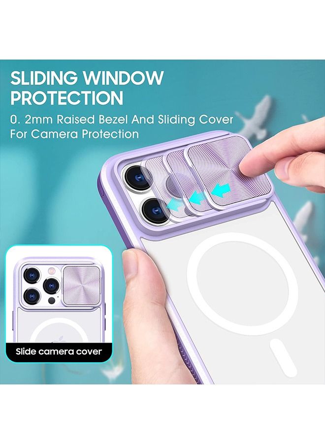 Case for iPhone 14 Pro Max Compatible with Magsafe with Camera Cover Shock Resistant Heavy Duty Clear Hard Back Protective Case Purple - Image 3