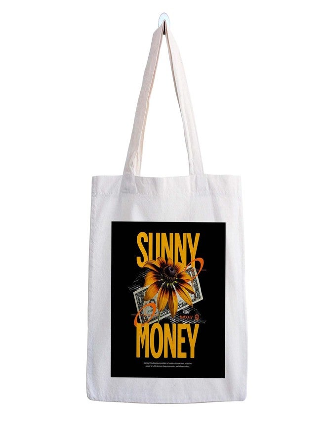 ARTBUG Tote Bag for Women, Aesthetic, Stylish, Ecofriendly, For College Girls, Office, Beach and Outings -Sunny Money Sunflower Printed Canvas D - 283 - Image 1