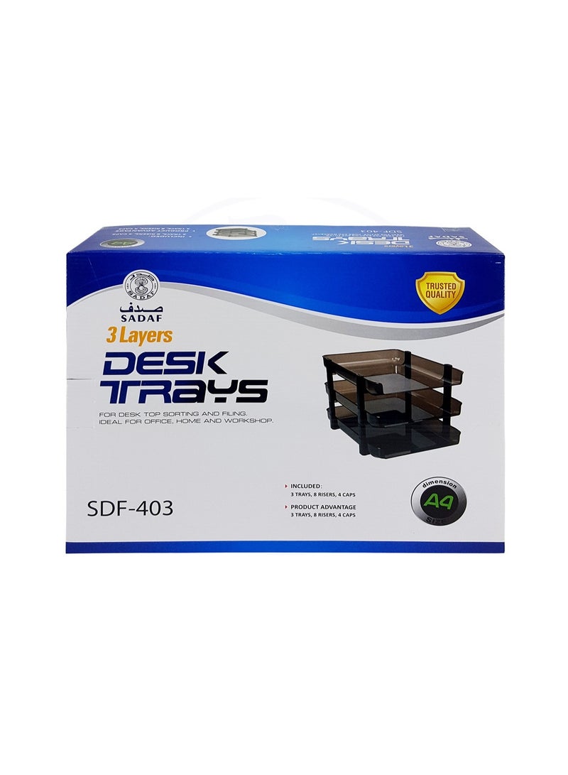 صدف مجموعة صواني ملفات قابلة للطي، 3 صواني، لون دخاني، مناسبة لمستندات A4 - Image 2