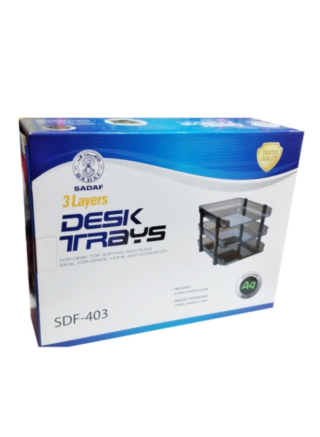 صدف مجموعة صواني ملفات قابلة للطي، 3 صواني، لون دخاني، مناسبة لمستندات A4 - Image 3