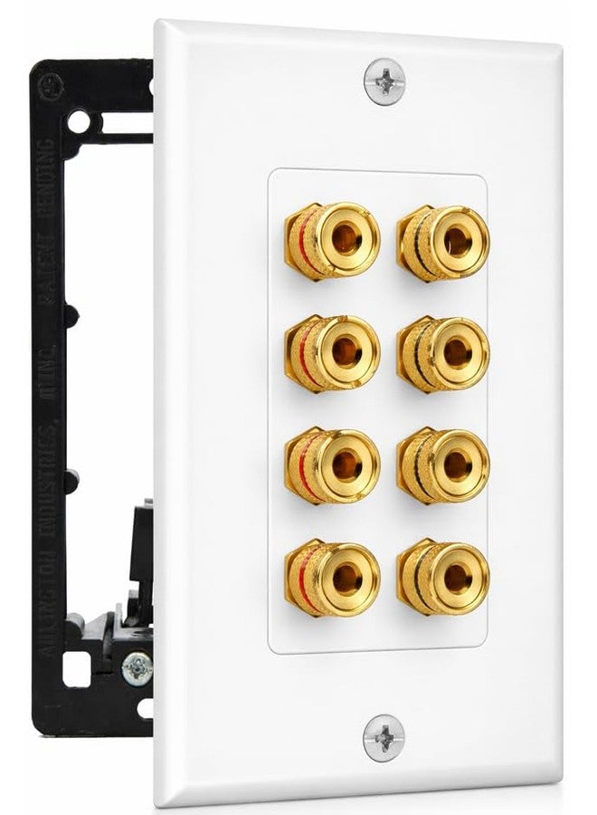 DIYTECH 4 Speaker Wall Plate, Home Theater Wall Plate, Gold Plated Binding Posts, for Home Theater Wall Speaker Plate Setup - Image 1