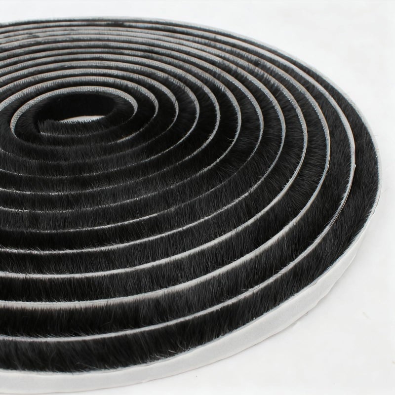 Tambee Weather Stripping Door Seal Strip SelfAdhesive Pile Brush Weatherstripping for Sliding Window and Door Frame Insulation Tape 38 x 38 x 165 Ft Black