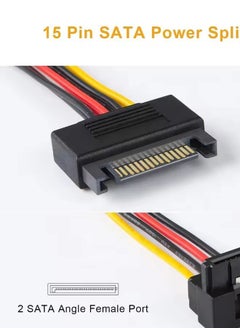 Taimi Power Cable 2Pack 6Inch SATA 15 Pin Male to 2xSATA 15 Pin Down Angle Female Power Splitter Cable  - Image 2