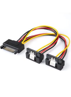 Taimi Power Cable 2Pack 6Inch SATA 15 Pin Male to 2xSATA 15 Pin Down Angle Female Power Splitter Cable  - Image 1