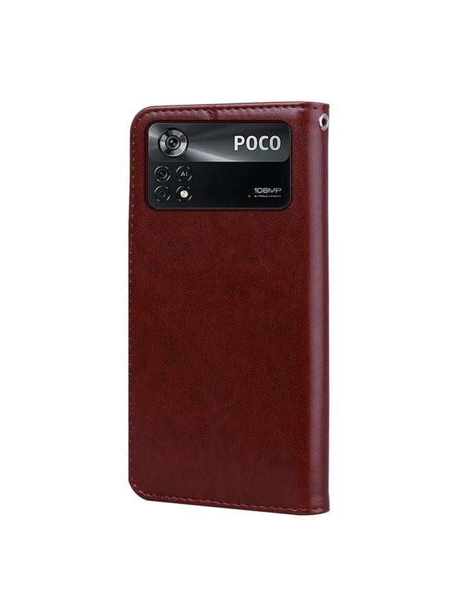 إيروريكس جراب لهاتف Xiaomi Poco M4 Pro 4G جراب هاتف من الجلد الصناعي منقوش باللون الوردي - Image 3