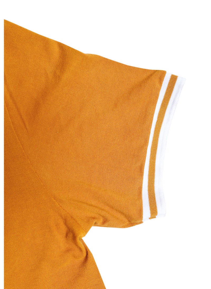 ECONO Finer Threads Mustard Men's Polo Shirt with Contrast Collar and Thin Stripes-Regular Fit  - Image 4