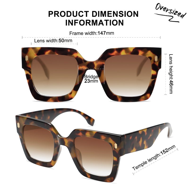 SOJOS Vintage Oversized Square Sunglasses for Women,Retro Womens Luxury Big Large Sun Glasses UV400 SJ2194 Tortoise - Image 4