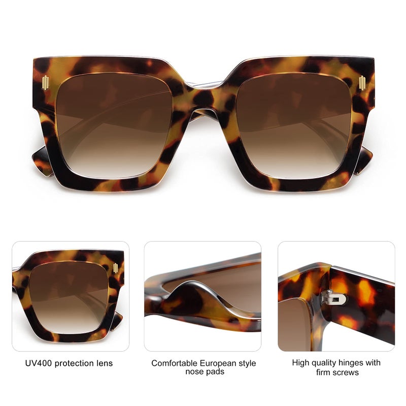 SOJOS Vintage Oversized Square Sunglasses for Women,Retro Womens Luxury Big Large Sun Glasses UV400 SJ2194 Tortoise - Image 5
