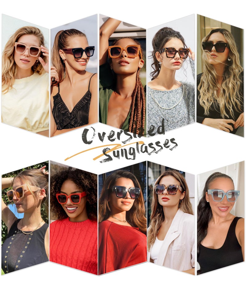 SOJOS Vintage Oversized Square Sunglasses for Women,Retro Womens Luxury Big Large Sun Glasses UV400 SJ2194 Tortoise - Image 2